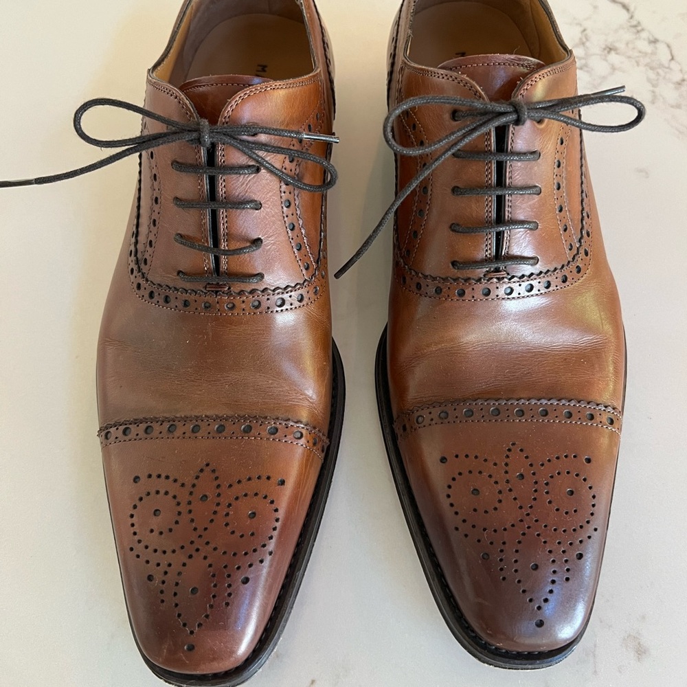 Magnanni Brown Leather Brogue Cap Toe Men’s Oxford Size 10 M